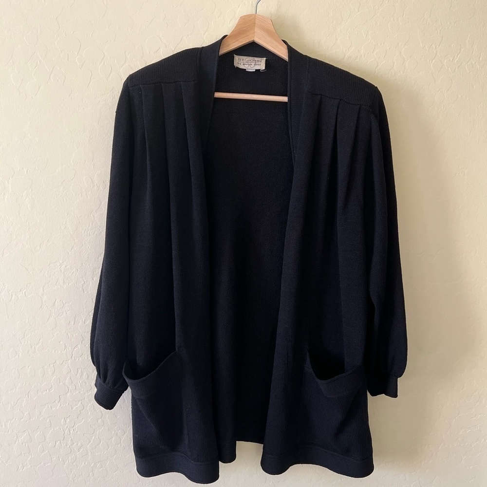 St. John Knit | black long sleeve cardigan sweater - Picture 5 of 5
